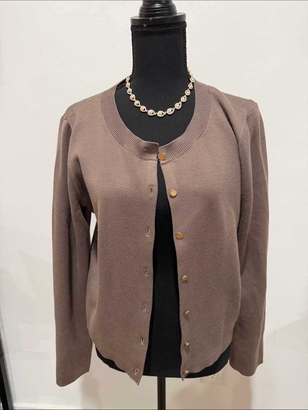 Cyrus Taupe Lightweight Button-Front Cardigan
